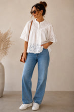 Load image into Gallery viewer, Annika Eyelet Henley - White