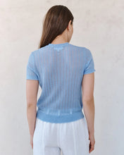 Load image into Gallery viewer, Short Sleeve Sweater Top - Soft Blue