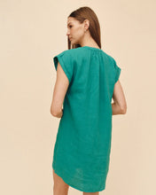 Load image into Gallery viewer, Cap Sleeve Henley Dress - Aqua Green