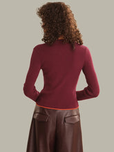 Load image into Gallery viewer, Emmeline Rib Henley - Dark Cherry Combo