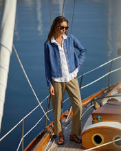 Load image into Gallery viewer, Long Sleeve Cropped Shirt - Indigo Stripe