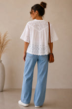 Load image into Gallery viewer, Annika Eyelet Henley - White
