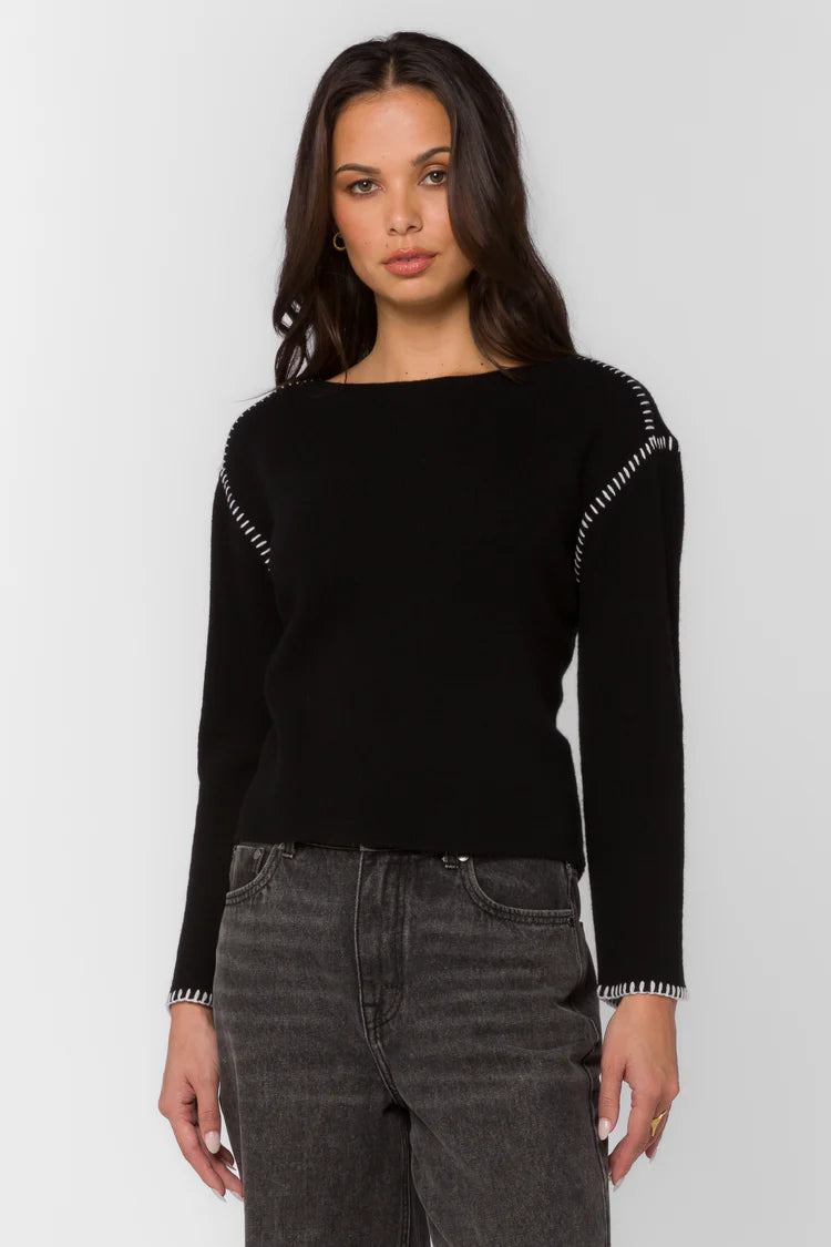 Arbor Long Sleeve Knit Sweater - Black