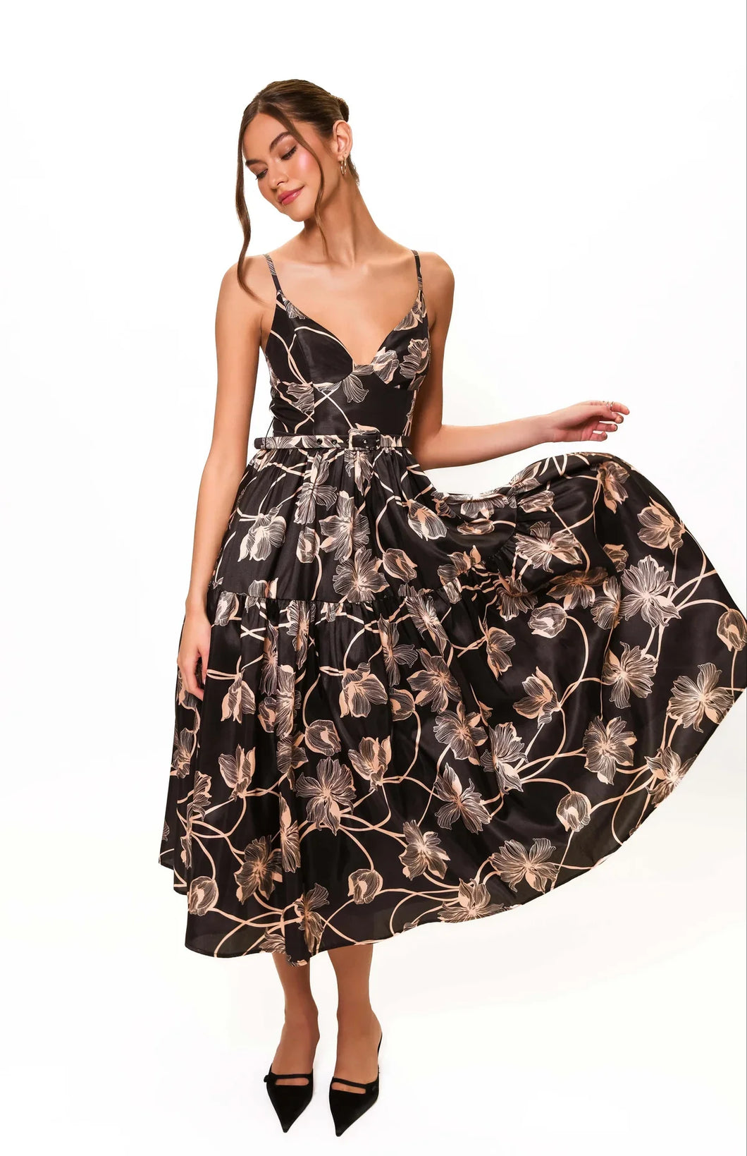 Atherton Dress - Black Vining Buds