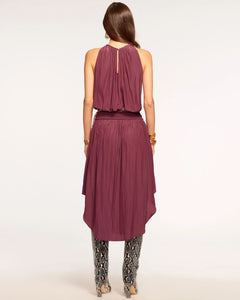 Audrey Smocked Midi Dress - Cabernet