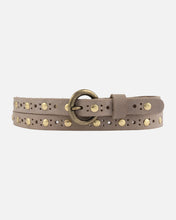 Load image into Gallery viewer, Chloe Vintage Studded Skinny Belt - Taupe
