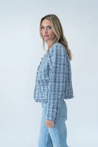 Collins Frayed Tweed Blazer