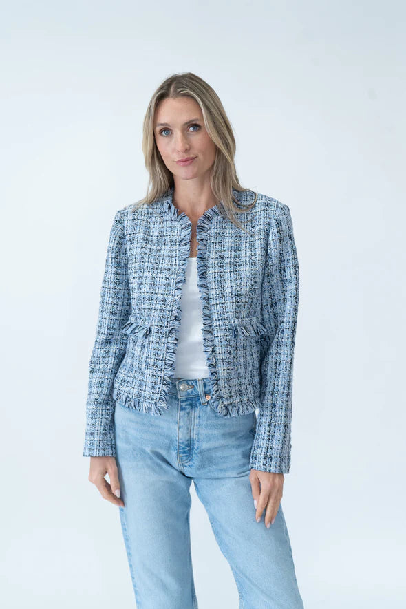 Collins Frayed Tweed Blazer