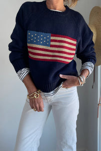 Navy Flag Intarsia Sweater