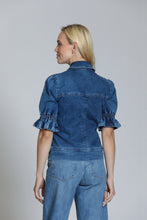 Load image into Gallery viewer, Zip Front Denim Jacket with Flounce Sleeve
