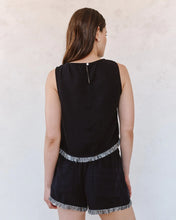 Load image into Gallery viewer, Sleeveless Fray Trim Tank - Black
