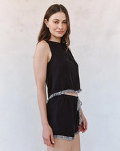 Load image into Gallery viewer, Sleeveless Fray Trim Tank - Black
