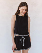 Load image into Gallery viewer, Sleeveless Fray Trim Tank - Black
