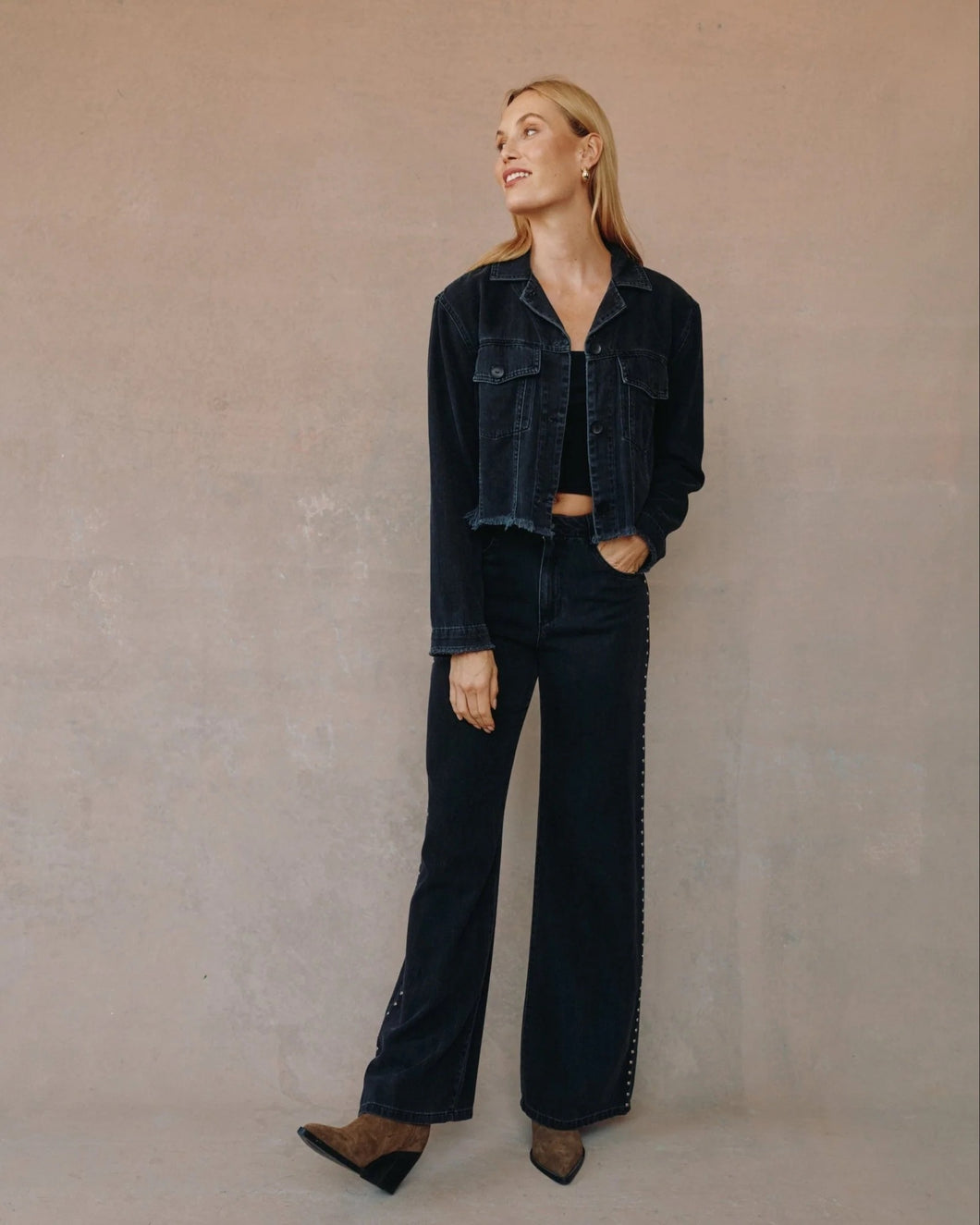 Anya Studded Jean - Moon Shadow Wash