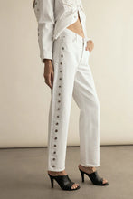 Load image into Gallery viewer, Lexi Mid Rise Bowed Straight Jean - Vivid White
