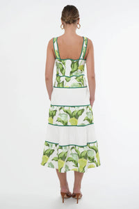Lisha Tiered Blocked Embroidered Midi Dress