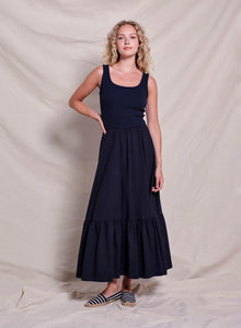 Mixed Media Dress - Deep Navy