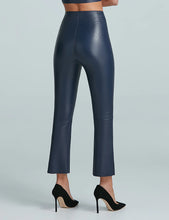 Load image into Gallery viewer, Faux Leather Cropped Flare Legging - Navy
