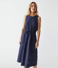 Load image into Gallery viewer, Wilhemina Mixed Fabric Midi Dress - Nocturnal
