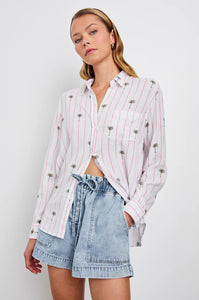 Charlie Shirt - Pink Palm Stripe