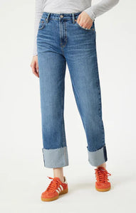 Savannah Cuffed Straight Leg Jean - Shaded Classic Blue