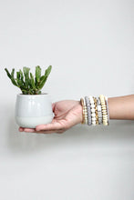 Load image into Gallery viewer, Gray, White &amp; Brass Wrap Bracelet
