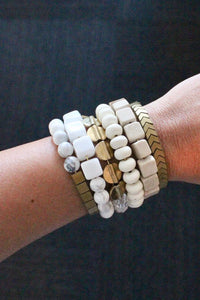 White & Gold Color Wrap Bracelet