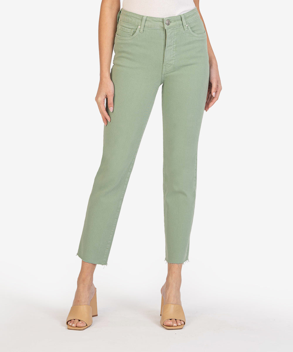Reese High Rise Ankle Straight- Sea Green