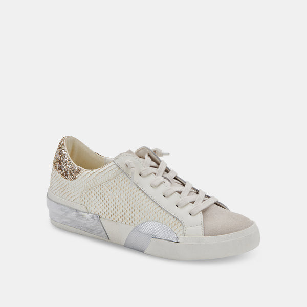 Zina Sneakers White Embossed Leather